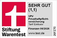 Privathaftpflicht mit sehr gut ausgezeichnet von Stiftung Warentest